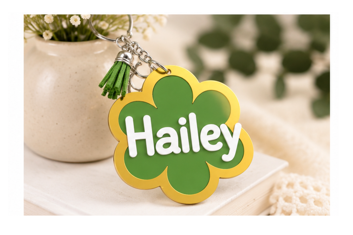 Personalized Name Keychain | Custom Acrylic & Leather Keychain | Bag Charm Gift Crafty Concepts by Cynthia
