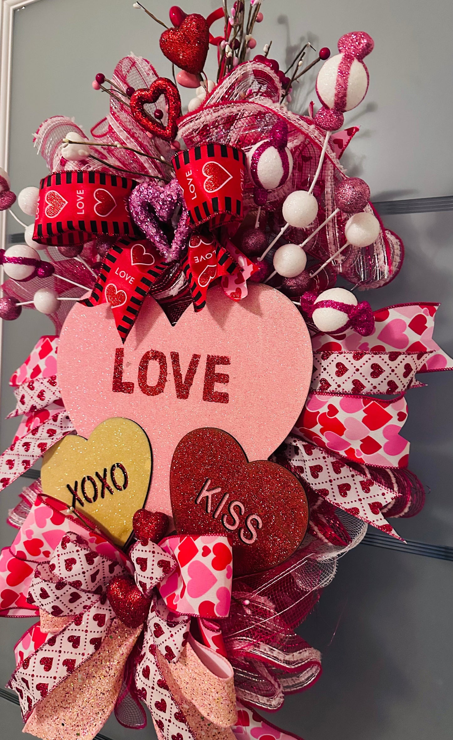 Handmade Valentine's Day Front Door Decor with Pink Ribbons Crafty Concepts by Cynthia