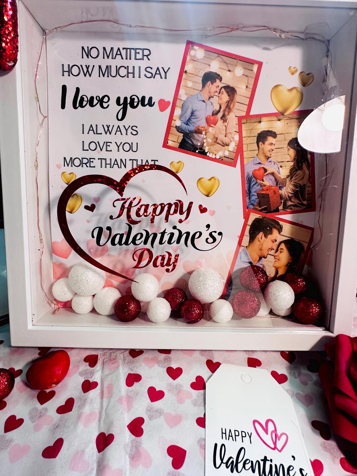 Personalized Valentine’s Day Shadow Box with LED Lights – Custom Photo Memory Box & Romantic Gift for Her or Him Crafty Concepts by Cynthia