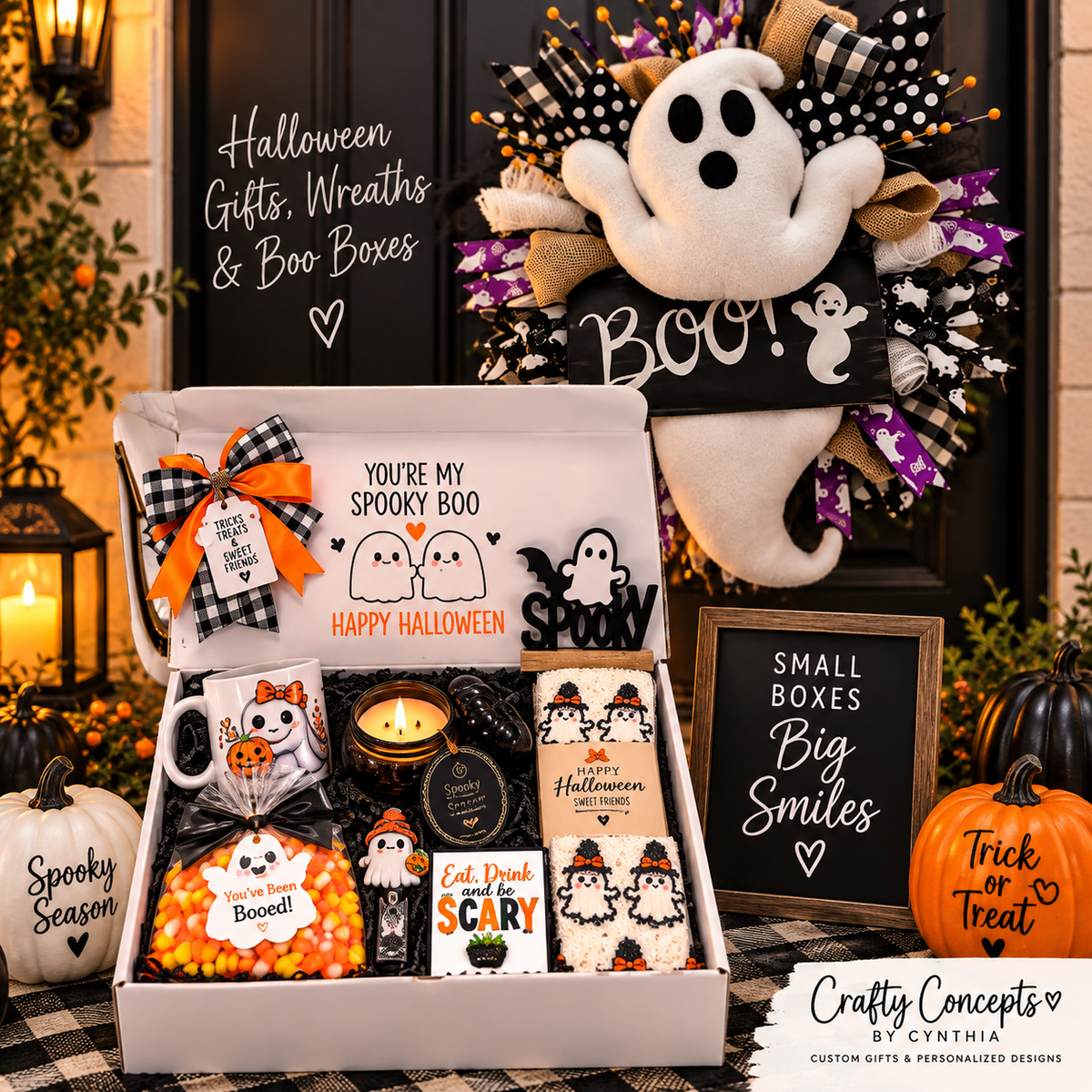 Halloween Gifts, Wreaths & Boo Boxes
