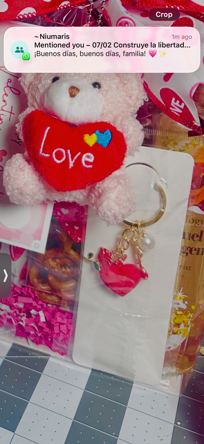 Valentine’s Day Gift Basket – Wine Mug, Plush Bear & Gourmet Treats