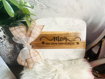 Personalized Marble & Wood Cutting Board Gift Set | Custom Engraved Keepsake