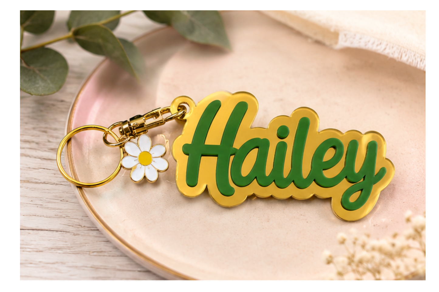 Personalized Name Keychain | Custom Acrylic & Leather Keychain | Bag Charm Gift
