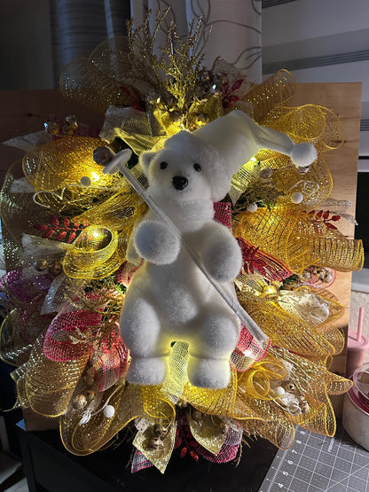 Christmas Polar Bear Wreath – Winter Front Door Decor