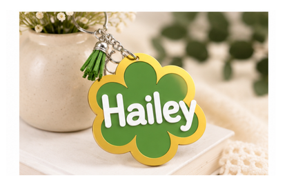 Personalized Name Keychain | Custom Acrylic & Leather Keychain | Bag Charm Gift