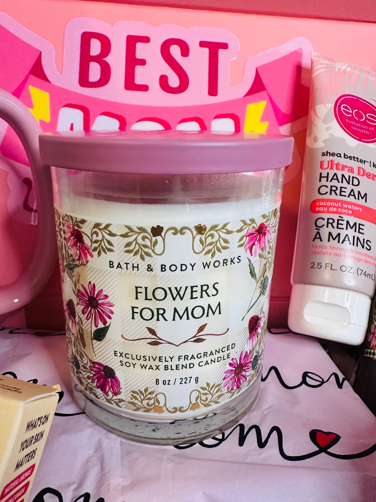 Best Mom Ever Gift Box with Candle - Luxury Spa Care Package for Mom - Mother’s Day Gift Set - Birthday Box for Her - Personalized Relaxing Gift