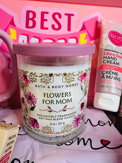 Best Mom Ever Gift Box with Candle - Luxury Spa Care Package for Mom - Mother’s Day Gift Set - Birthday Box for Her - Personalized Relaxing Gift