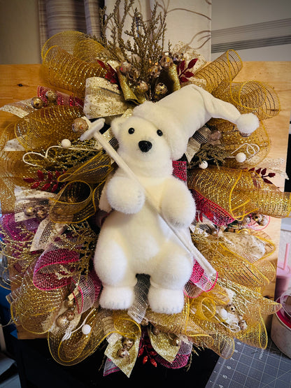Christmas Polar Bear Wreath – Winter Front Door Decor