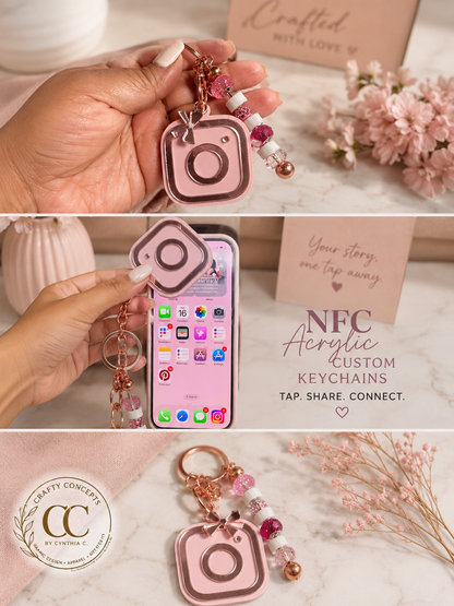 Custom NFC & QR Code Acrylic Keychain | Tap to Share Instagram, Website & Links | Small Business Networking Gift