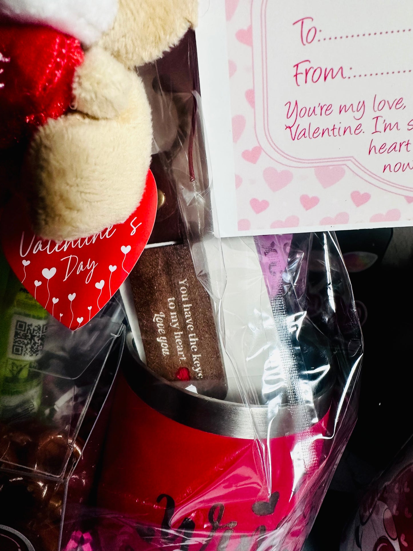 Valentine’s Day Gift Basket – Wine Mug, Plush Bear & Gourmet Treats
