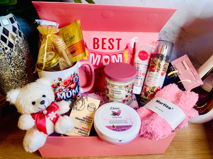Best Mom Ever Gift Box with Candle - Luxury Spa Care Package for Mom - Mother’s Day Gift Set - Birthday Box for Her - Personalized Relaxing Gift