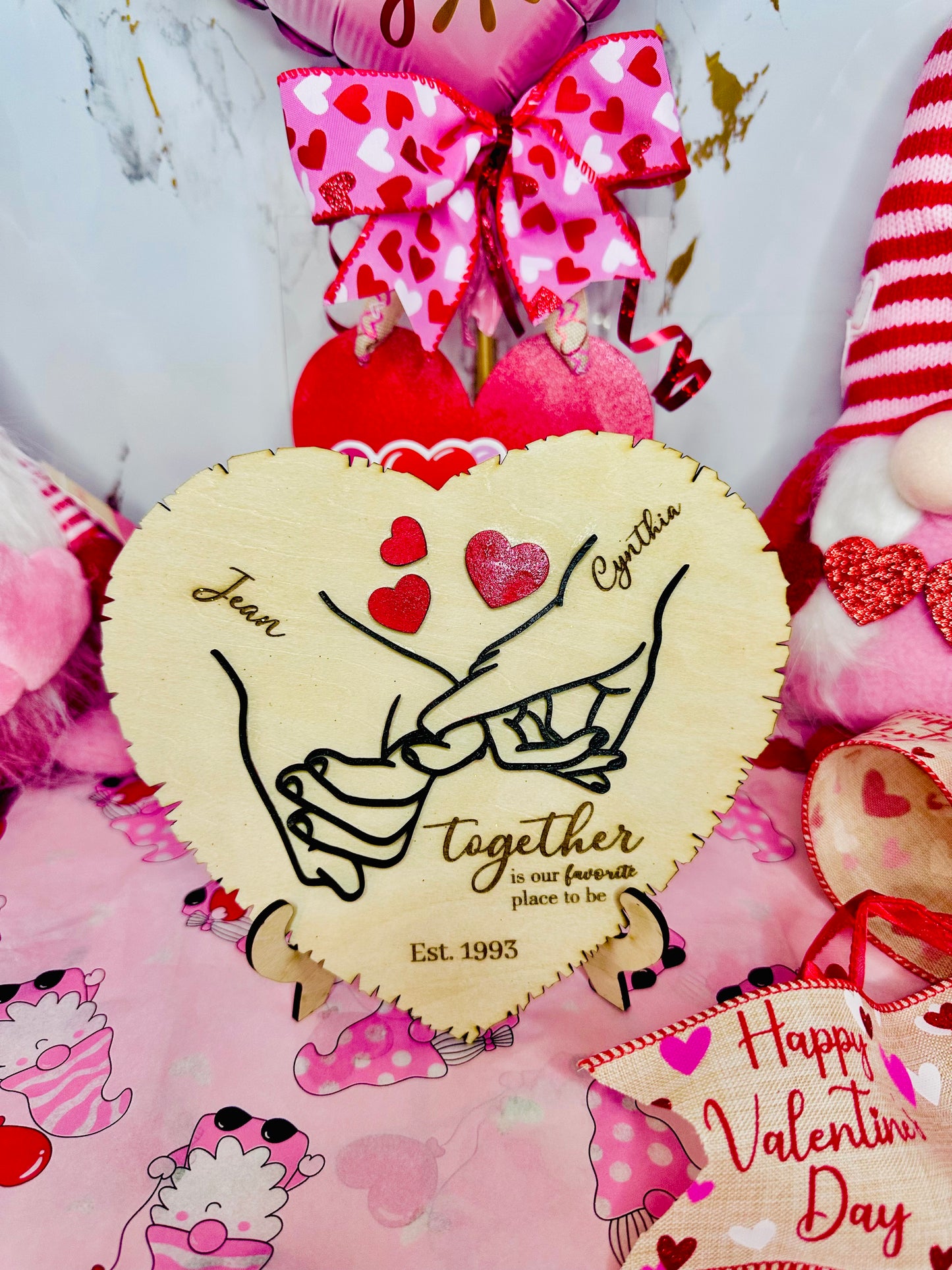 Personalized Heart-Shaped Wooden Plaque – Romantic Custom Anniversary & Valentine's Day Gift