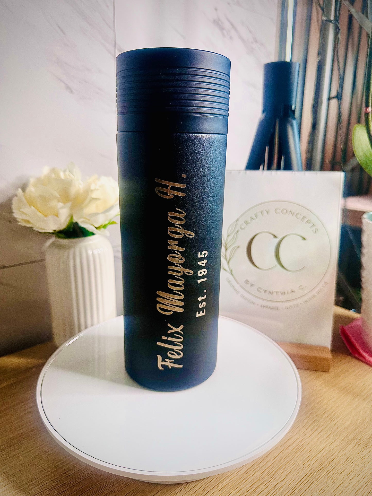 Personalized Laser-Engraved Insulated Water Bottle | Custom Name & Date Flask | 30 oz & 40 oz