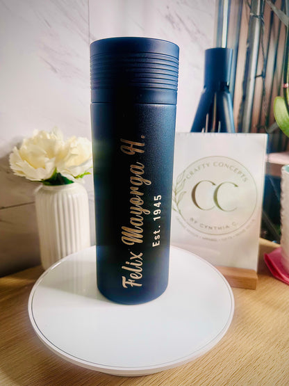 Personalized Laser-Engraved Insulated Water Bottle | Custom Name & Date Flask | 30 oz & 40 oz