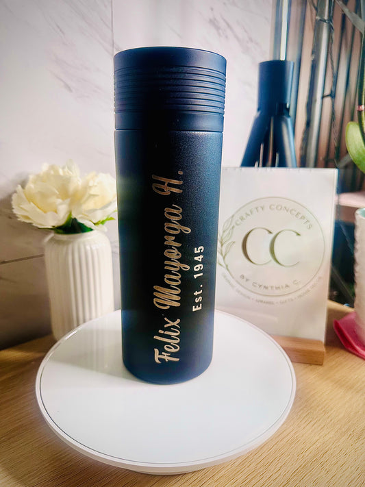 Personalized Laser-Engraved Insulated Water Bottle | Custom Name & Date Flask | 30 oz & 40 oz