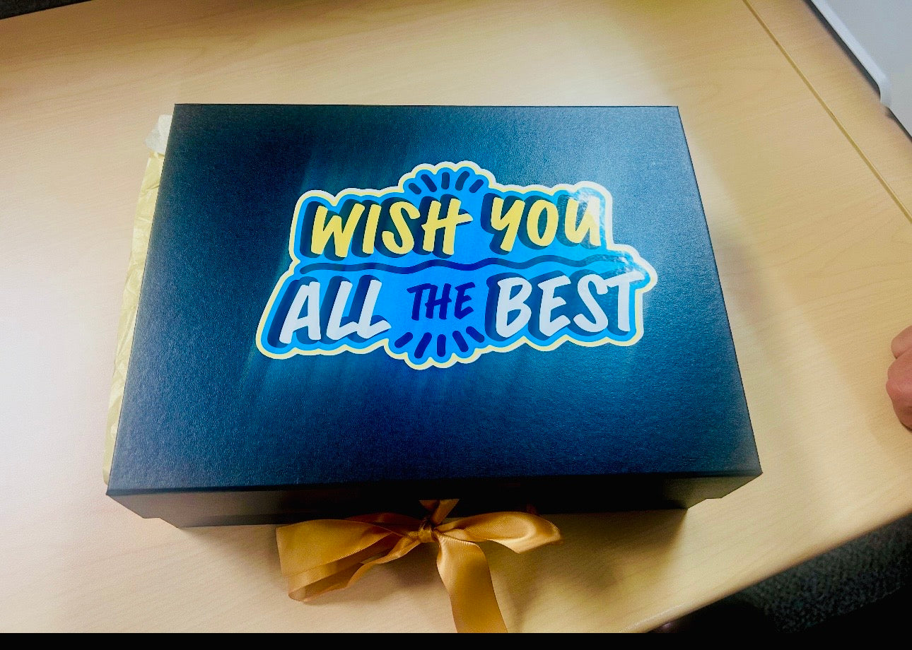 Farewell Gift Box | "Wish You All The Best" Going Away Gift for Coworker | Personalized Engraved Tumbler & Treats