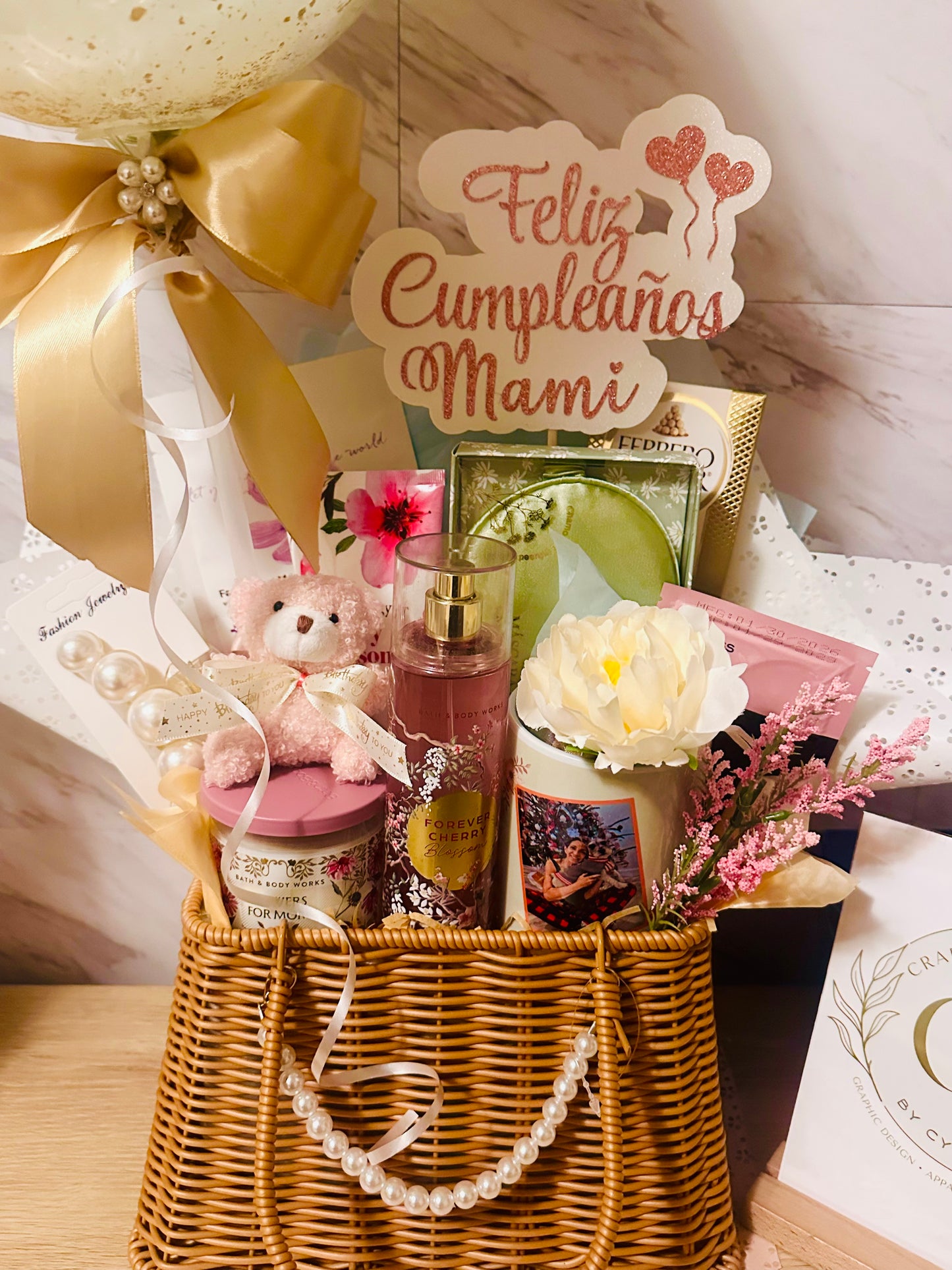 Birthday Pamper Basket for Mom | Spa Set, Photo Mug & Chocolates | Local Miami Delivery