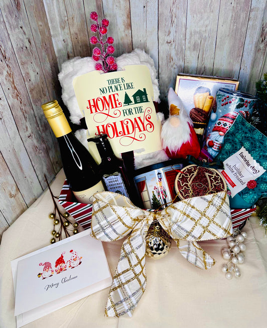 Deluxe Wine Christmas Gift Basket – Ready to Gift Holiday Set (10-Piece)