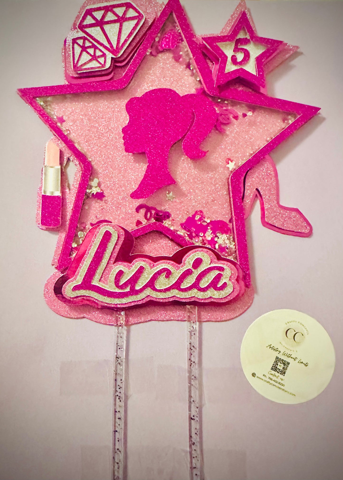 ✨ Personalized Shaker Cake Topper – Barbie Inspired Design