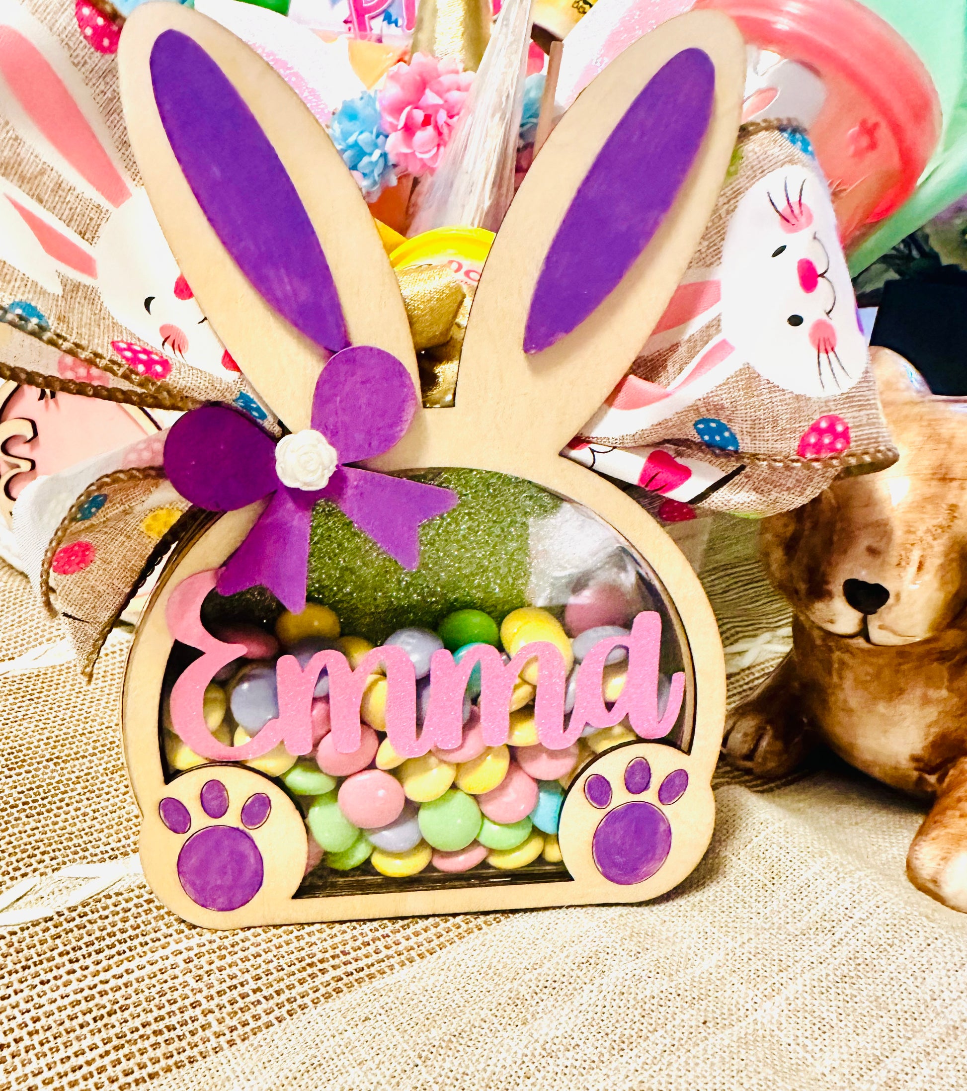 Luxury Easter basket with custom laser cut details -  personalized laser cut candy box.