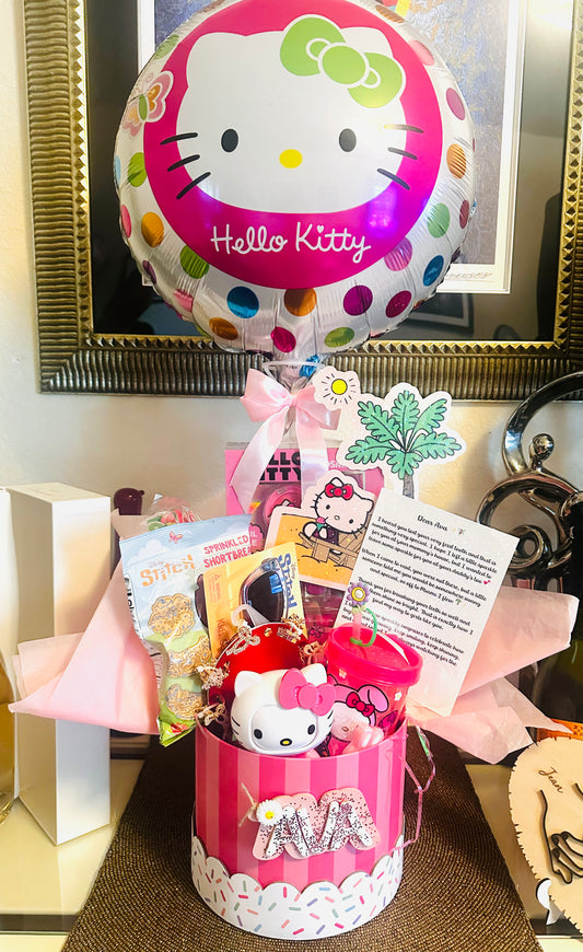 Tooth fairy gift basket for girls with plush toy, personalized note, and balloon, same-day delivery Miami