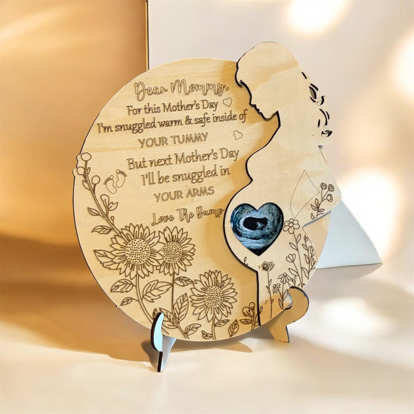 Personalized Pregnancy Keepsake – Laser Engraved Sonogram Gift for Mom-to-Be | First Mother's Day