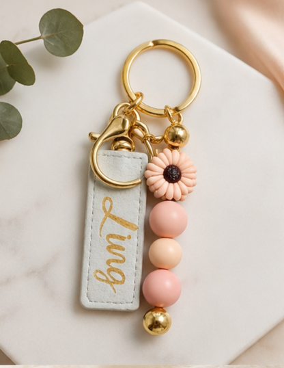 Personalized Name Keychain | Custom Acrylic & Leather Keychain | Bag Charm Gift
