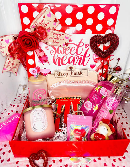 Luxury Valentine's Day Spa Gift Box for Her – Curated Self-Care Set with Champagne Candle & Mason Jar