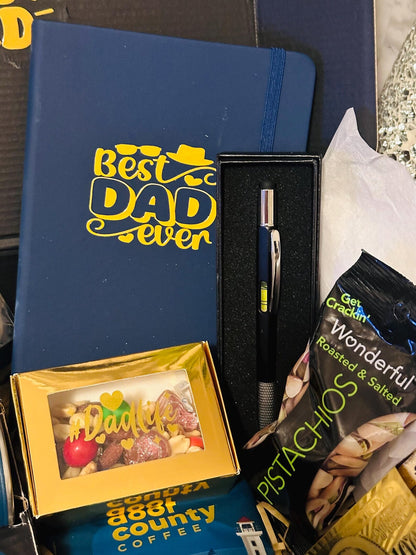 Best Dad Ever Gift Box for Him | Fathers Day Hamper | Coffee Flask Notebook Pen Set | Dad Birthday Gift Basket from Daughter & Son