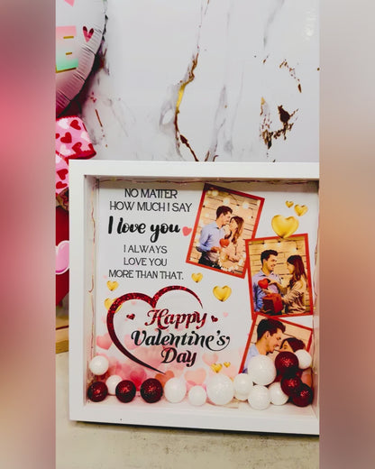 Personalized Valentine’s Day Shadow Box with LED Lights – Custom Photo Memory Box & Romantic Gift for Her or Him