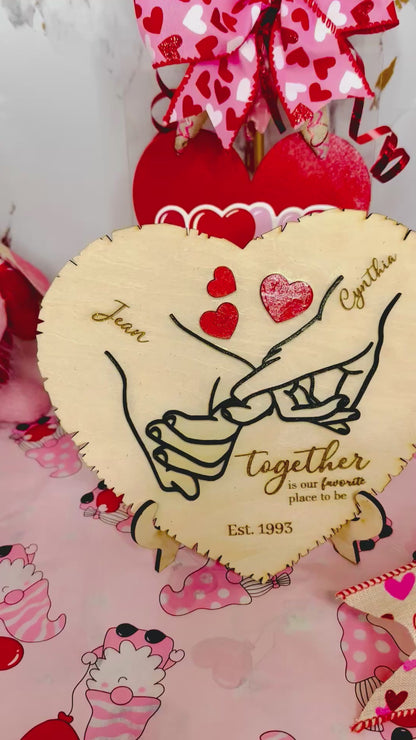 Personalized Heart-Shaped Wooden Plaque – Romantic Custom Anniversary & Valentine's Day Gift