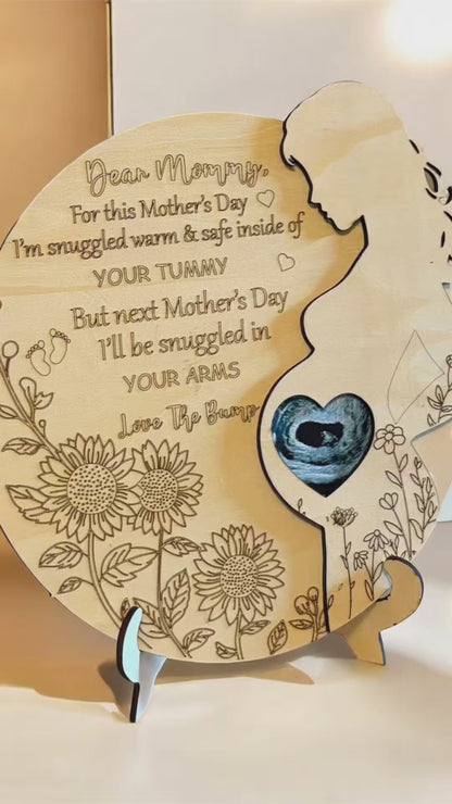 Personalized Pregnancy Keepsake – Laser Engraved Sonogram Gift for Mom-to-Be | First Mother's Day