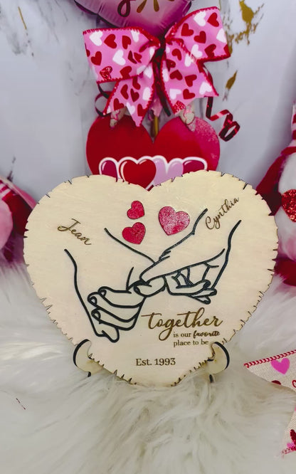 Personalized Heart-Shaped Wooden Plaque – Romantic Custom Anniversary & Valentine's Day Gift