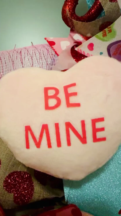 Conversation Heart & Candy Valentine's Day Teardrop Swag for Front Door