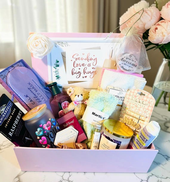 Self-care gift box sending love and hugs